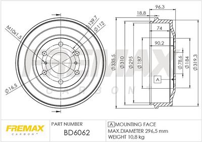 BD6062 FREMAX Тормозной барабан