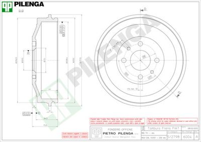 6004 PILENGA Тормозной барабан