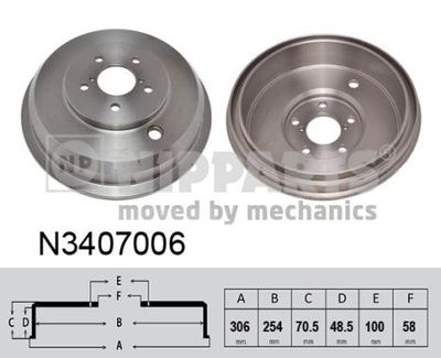 N3407006 NIPPARTS Тормозной барабан