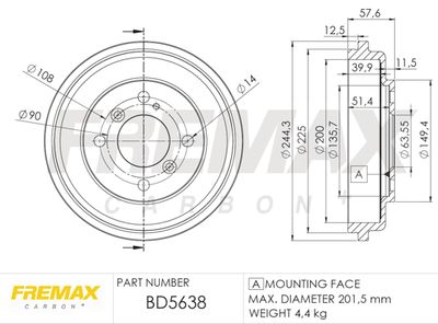 BD5638 FREMAX Тормозной барабан