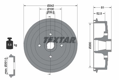 94035100 TEXTAR Тормозной барабан