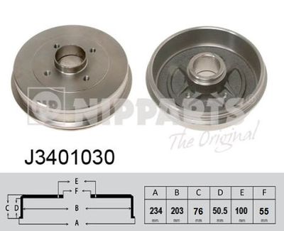 J3401030 NIPPARTS Тормозной барабан