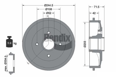 BDM1069 BENDIX Braking Тормозной барабан