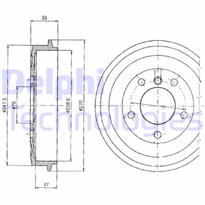 BF275 DELPHI Тормозной барабан