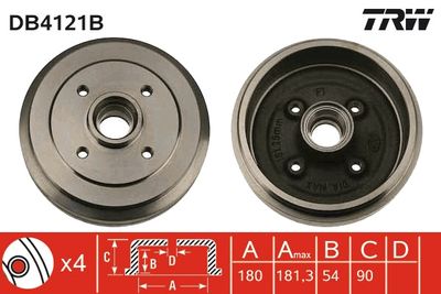DB4121B TRW Тормозной барабан