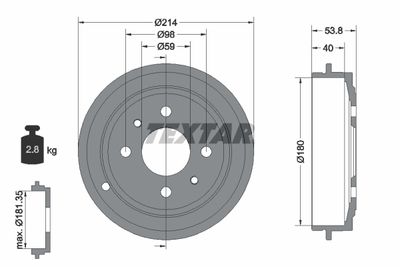 94014800 TEXTAR Тормозной барабан