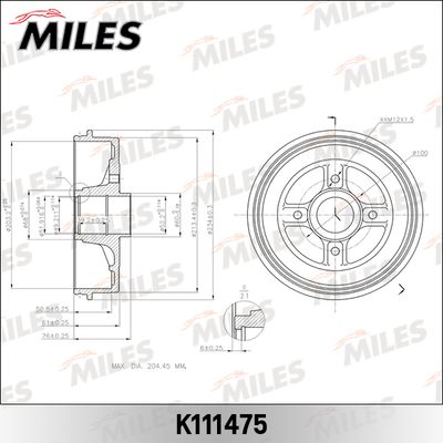 K111475 MILES Тормозной барабан