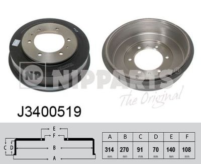 J3400519 NIPPARTS Тормозной барабан