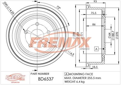 BD6537 FREMAX Тормозной барабан