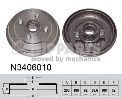 N3406010 NIPPARTS Тормозной барабан