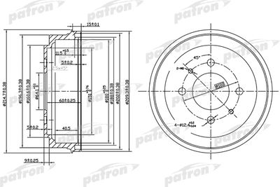 PDR1485 PATRON Тормозной барабан