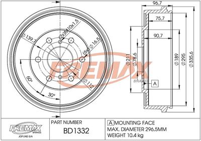 BD1332 FREMAX Тормозной барабан