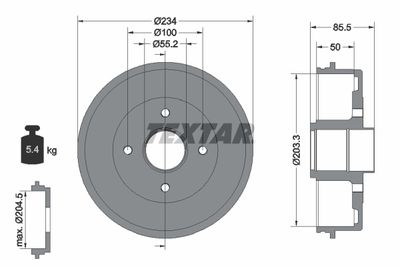 94019600 TEXTAR Тормозной барабан