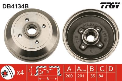 DB4134B TRW Тормозной барабан