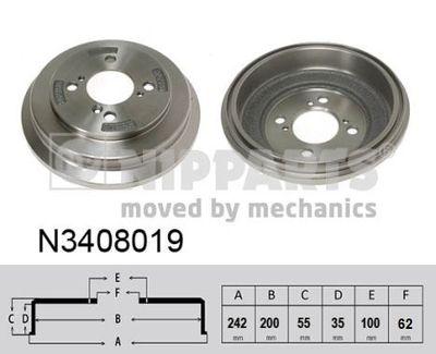 N3408019 NIPPARTS Тормозной барабан