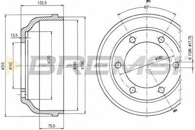 CR5063 BREMSI Тормозной барабан