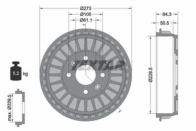 94046100 TEXTAR Тормозной барабан