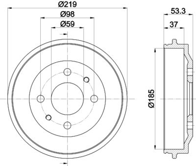 8DT355301961 HELLA PAGID Тормозной барабан