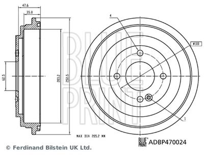 ADBP470024 BLUE PRINT Тормозной барабан