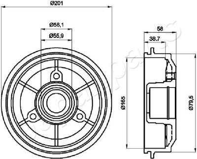 TA0607 JAPANPARTS Тормозной барабан