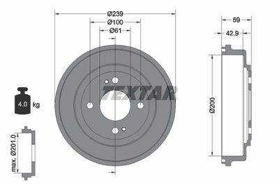 94015300 TEXTAR Тормозной барабан