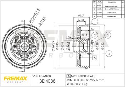 BD4038KT FREMAX Тормозной барабан