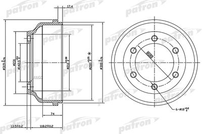 PDR1068 PATRON Тормозной барабан