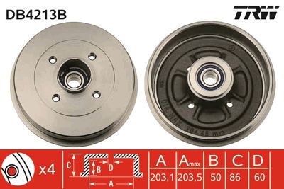 DB4213B TRW Тормозной барабан