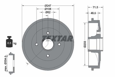 94028200 TEXTAR Тормозной барабан