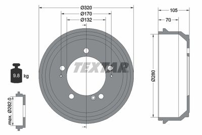 94027000 TEXTAR Тормозной барабан