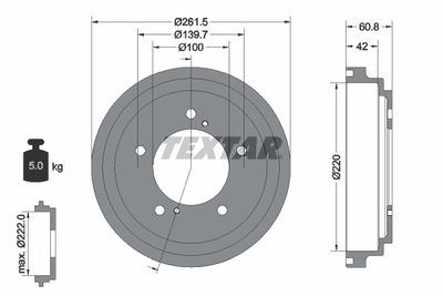 94036600 TEXTAR Тормозной барабан