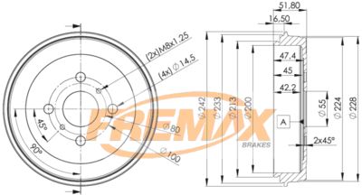 BD4445 FREMAX Тормозной барабан