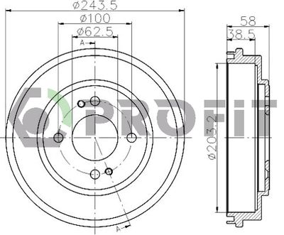 50200043 PROFIT Тормозной барабан