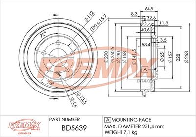 BD5639 FREMAX Тормозной барабан