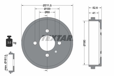 94022700 TEXTAR Тормозной барабан