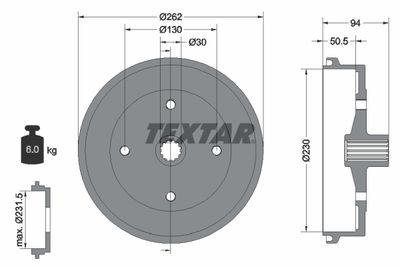 94004700 TEXTAR Тормозной барабан