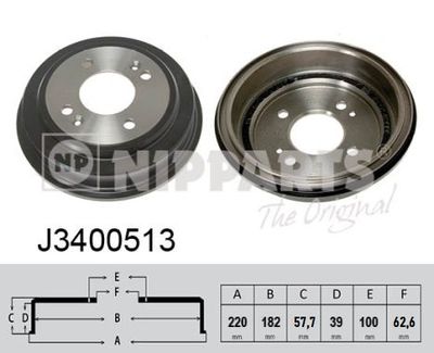 J3400513 NIPPARTS Тормозной барабан