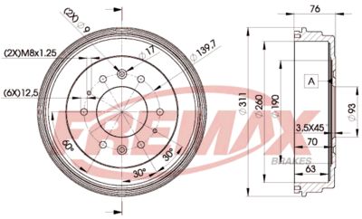 BD0006 FREMAX Тормозной барабан