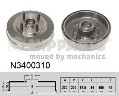 N3400310 NIPPARTS Тормозной барабан