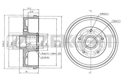 BS6547 ZEKKERT Тормозной барабан