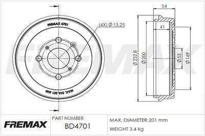 BD4701 FREMAX Тормозной барабан