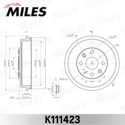 K111423 MILES Тормозной барабан