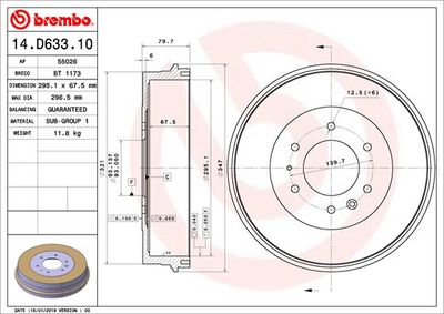 BT1173 BRECO Тормозной барабан