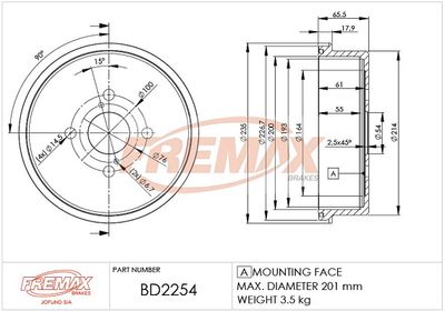 BD2254 FREMAX Тормозной барабан