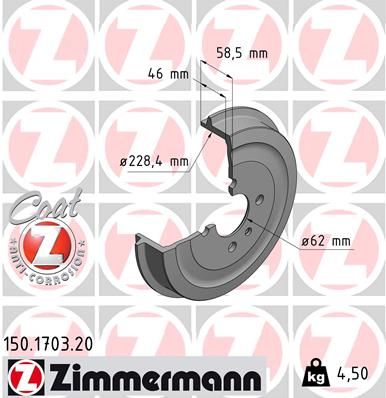 150170320 ZIMMERMANN Тормозной барабан