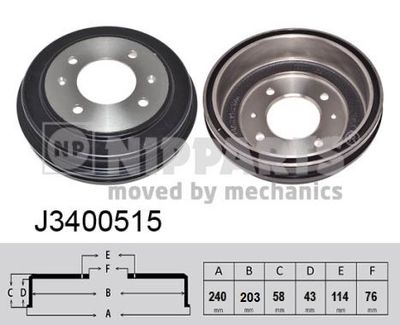 J3400515 NIPPARTS Тормозной барабан