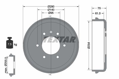 94016800 TEXTAR Тормозной барабан