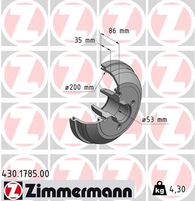 430178500 ZIMMERMANN Тормозной барабан