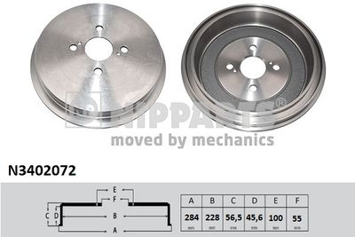 N3402072 NIPPARTS Тормозной барабан