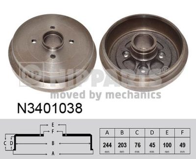 N3401038 NIPPARTS Тормозной барабан